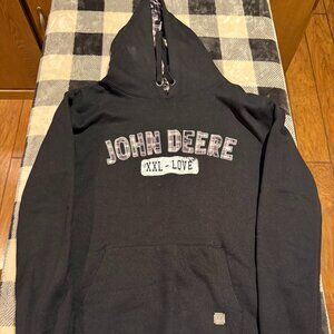 John Deere Black with Pink Plaid Women's Hoodie
